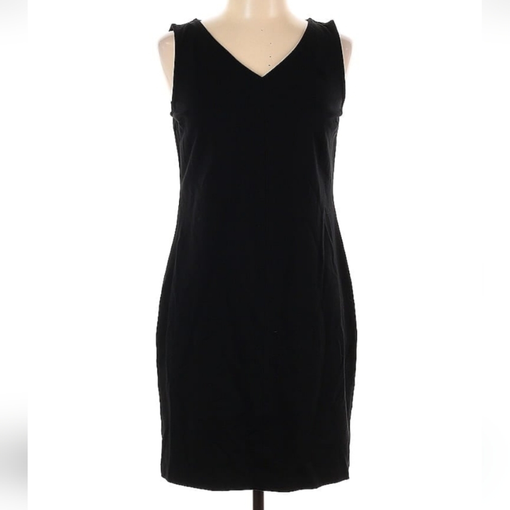 Talbots Black Sheath Cocktail Dress V-Neck Sleeveless